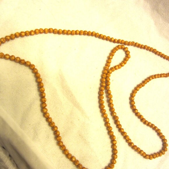 RETRO VTG 60'S LONG CARAMEL COLOR BEADED NECKLACE - Picture 1 of 3